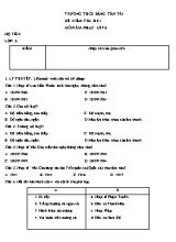 Đề kiểm tra học kỳ I môn Âm nhạc Lớp 6 - Trường THCS Đặng Tấn Tài
